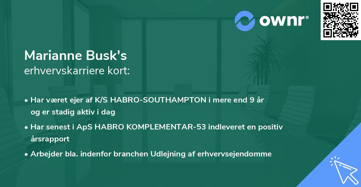 Marianne Busk's erhvervskarriere kort