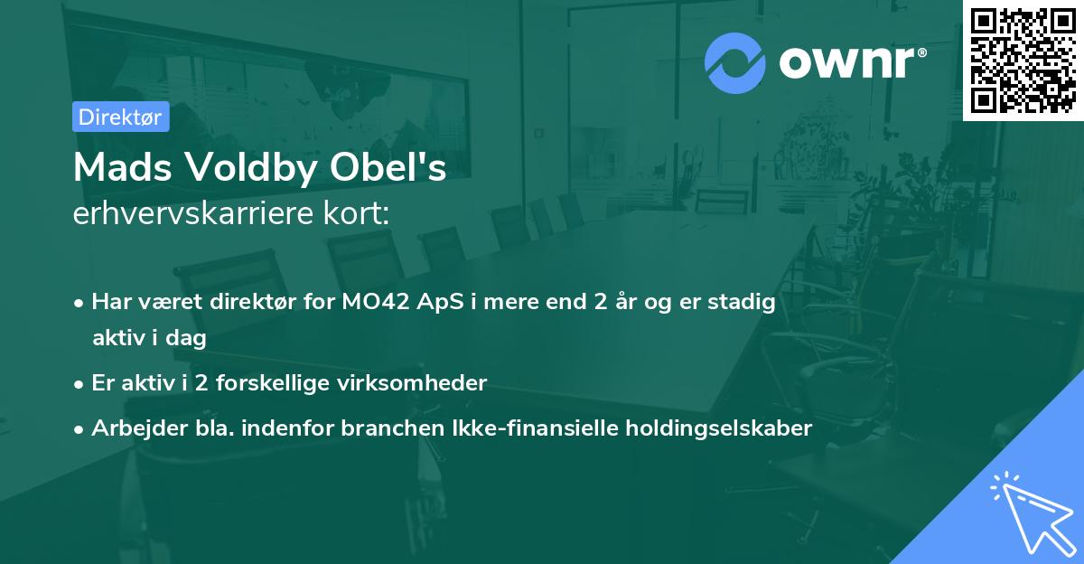 Mads Voldby Obel's erhvervskarriere kort