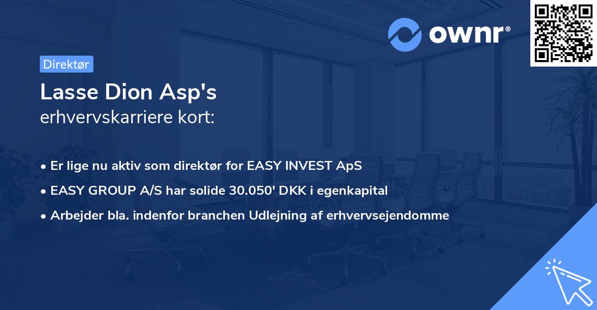 Lasse Dion Asp's erhvervskarriere kort