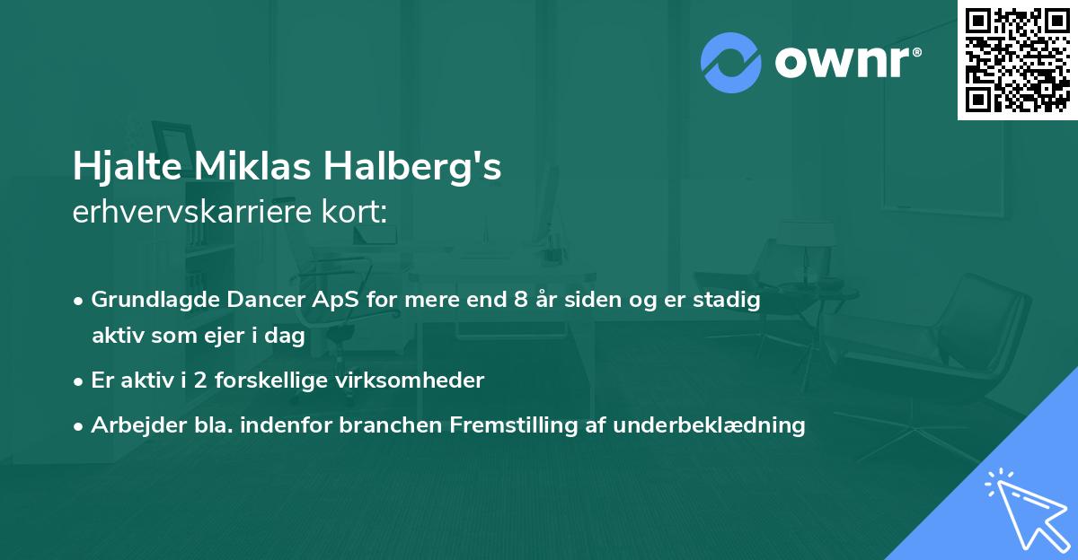 Hjalte Miklas Halberg's erhvervskarriere kort