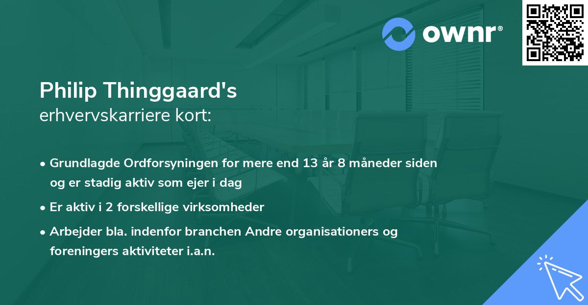 Philip Thinggaard's erhvervskarriere kort