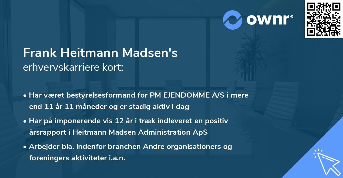 Frank Heitmann Madsen's erhvervskarriere kort