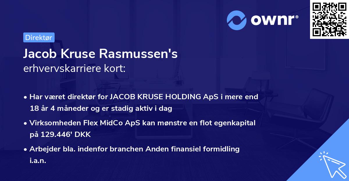 Jacob Kruse Rasmussen's erhvervskarriere kort
