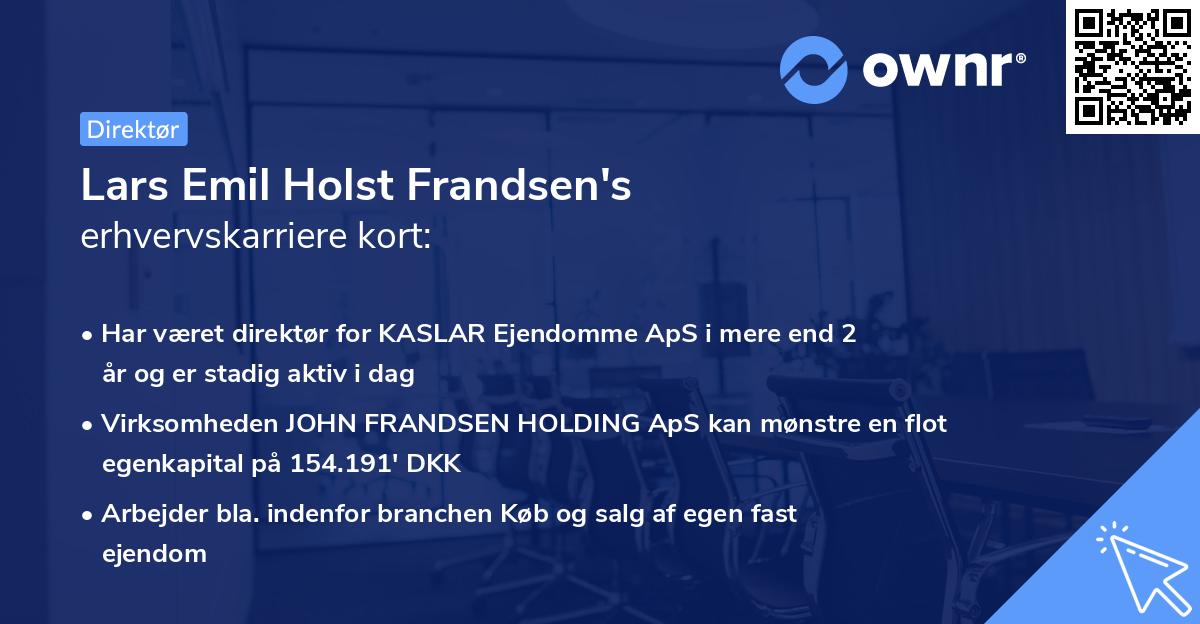 Lars Emil Holst Frandsen's erhvervskarriere kort