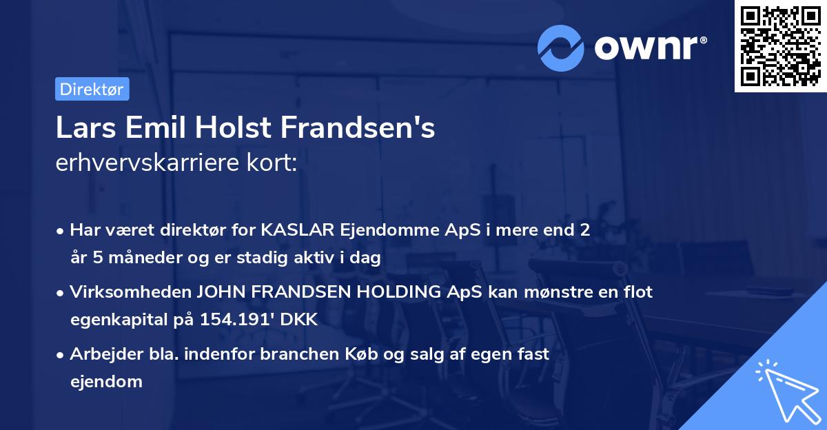 Lars Emil Holst Frandsen's erhvervskarriere kort