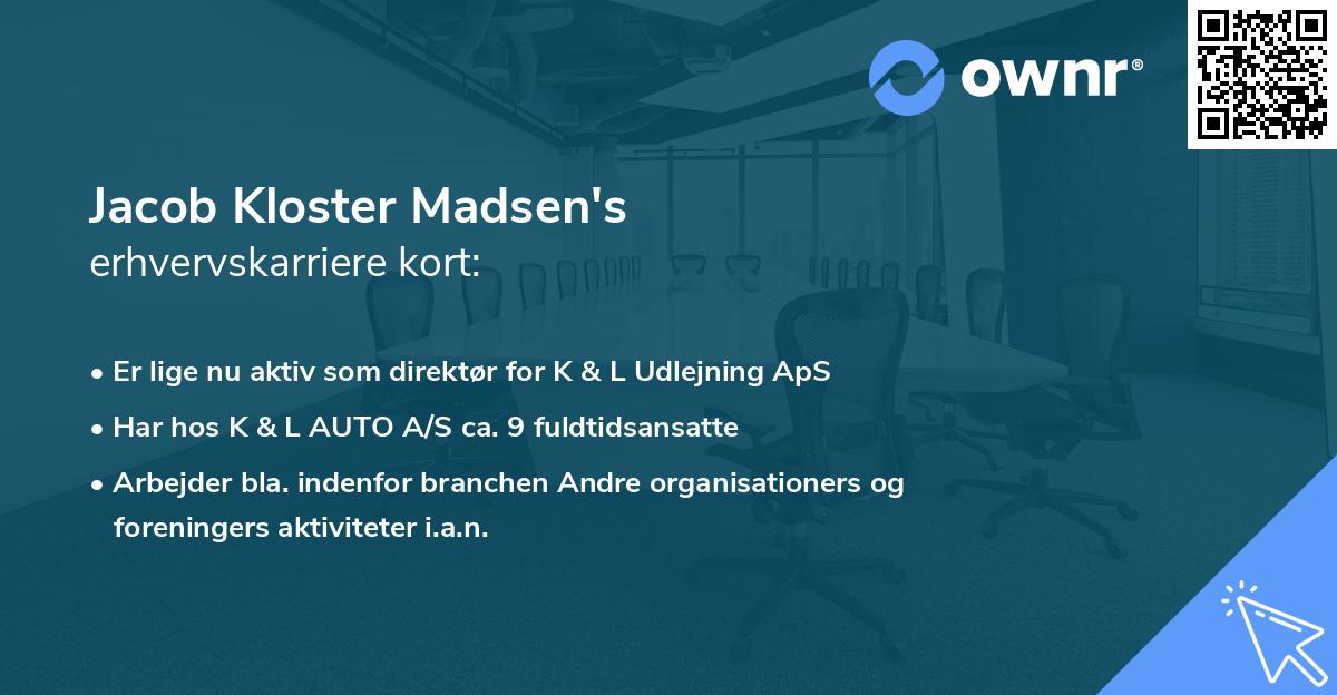 Jacob Kloster Madsen's erhvervskarriere kort