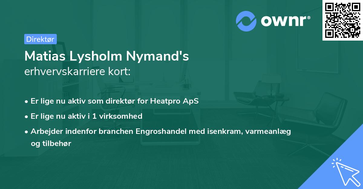 Matias Lysholm Nymand's erhvervskarriere kort