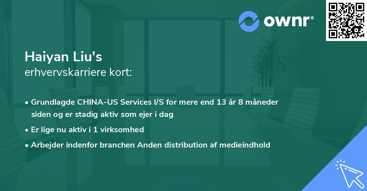 Haiyan Liu's erhvervskarriere kort