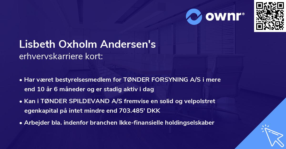 Lisbeth Oxholm Andersen's erhvervskarriere kort