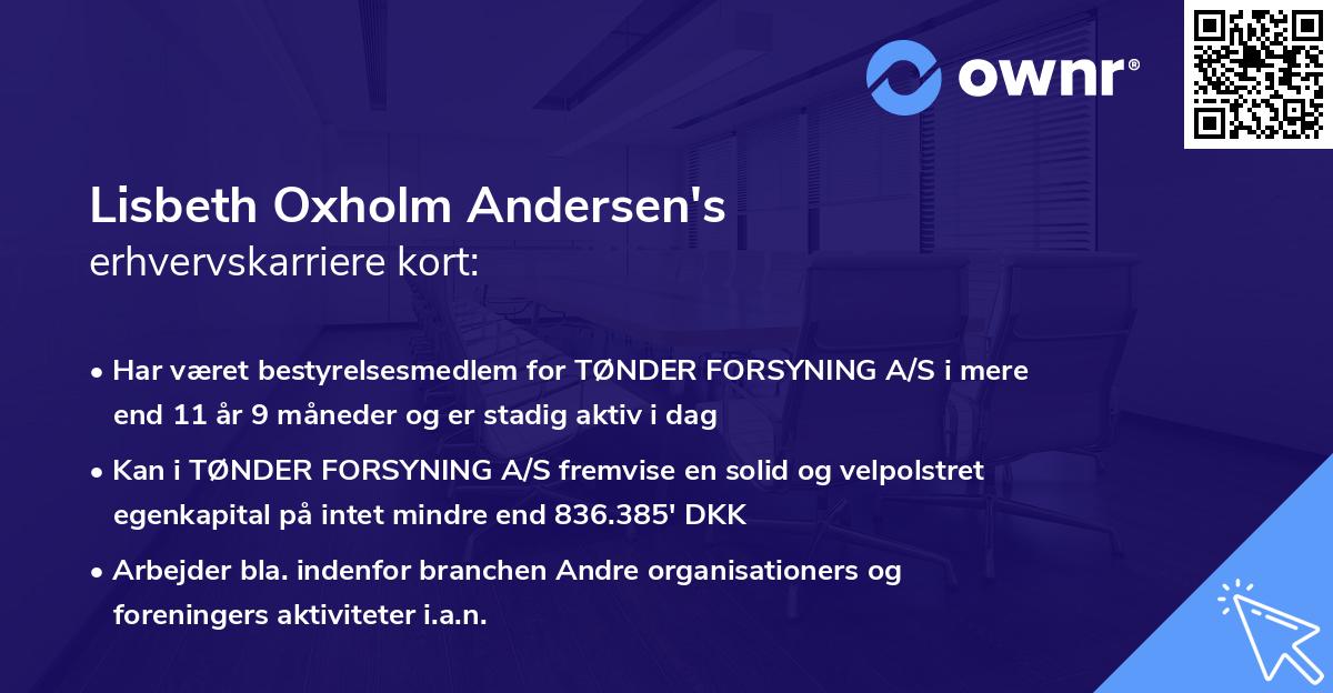 Lisbeth Oxholm Andersen's erhvervskarriere kort