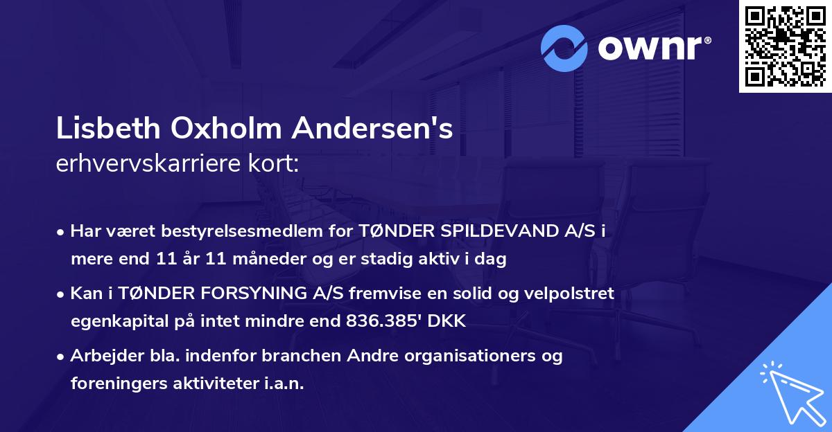 Lisbeth Oxholm Andersen's erhvervskarriere kort