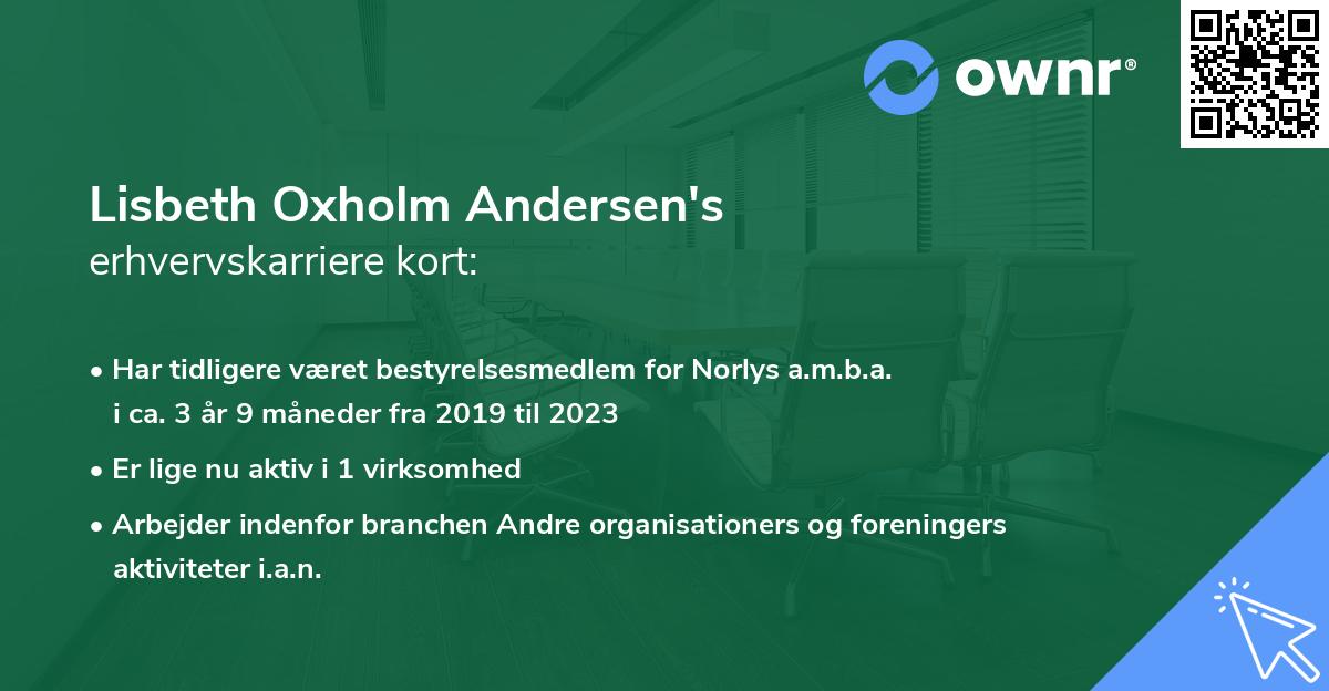 Lisbeth Oxholm Andersen's erhvervskarriere kort