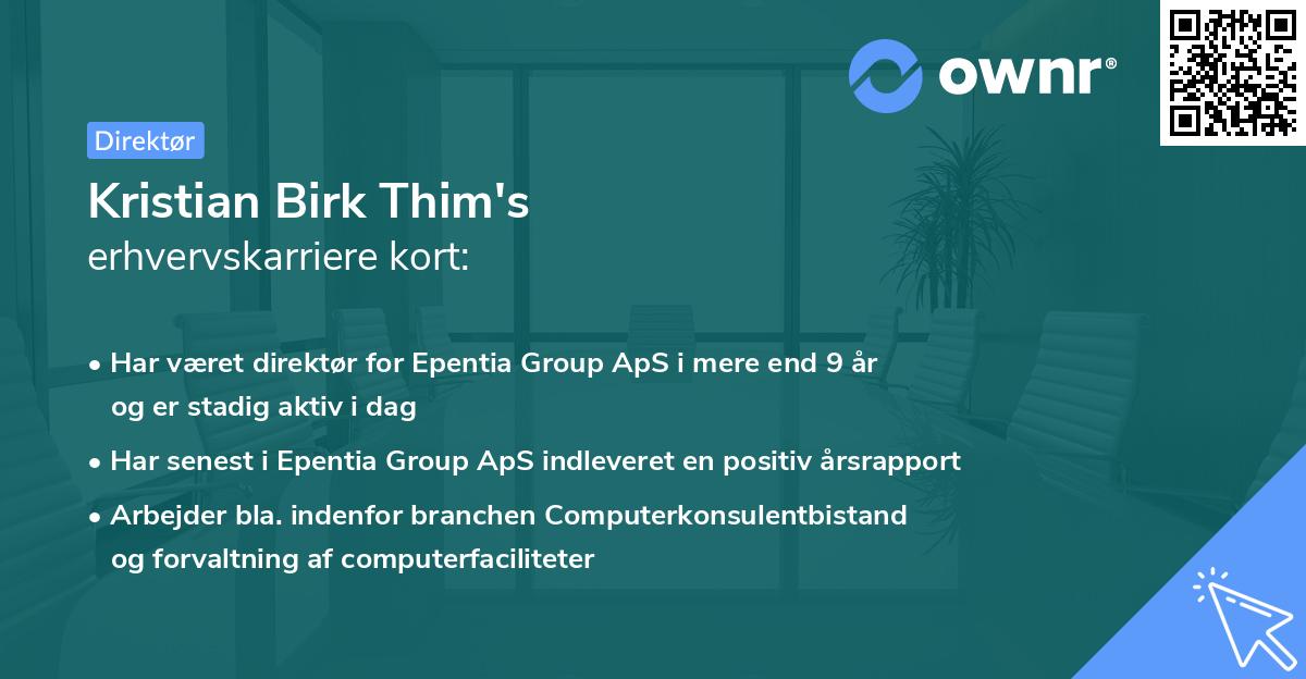 Kristian Birk Thim's erhvervskarriere kort