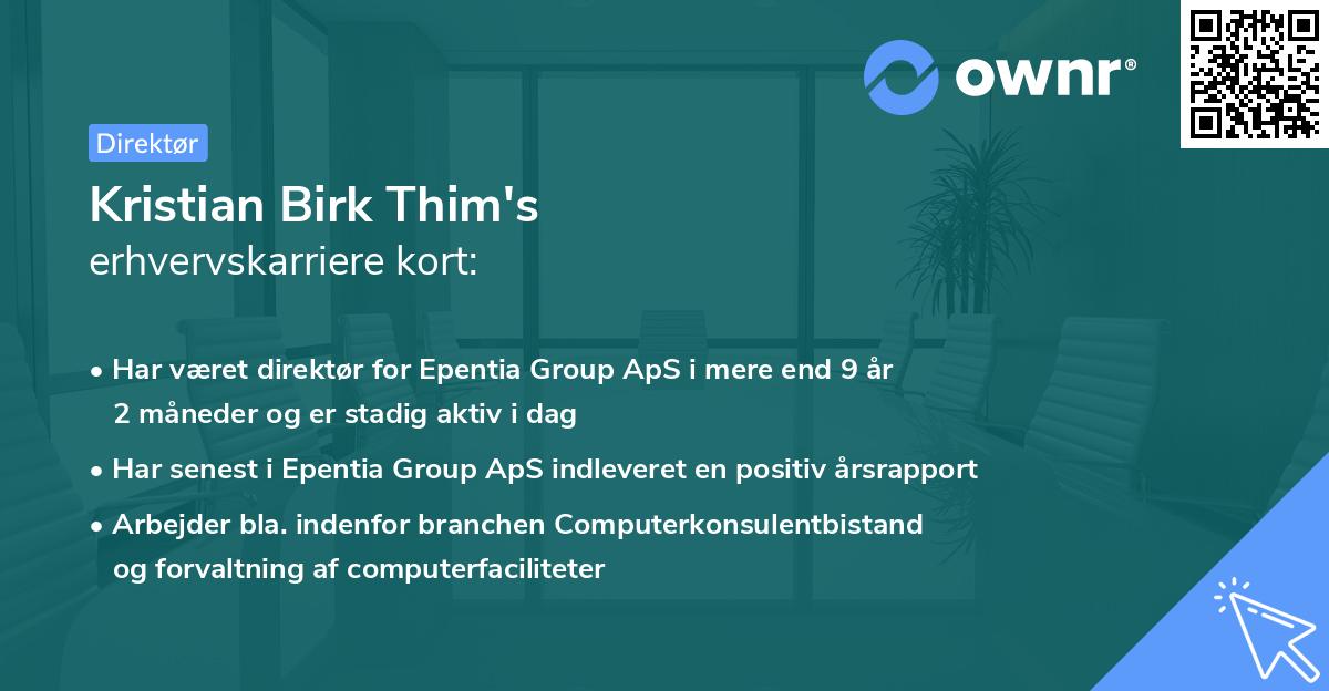 Kristian Birk Thim's erhvervskarriere kort