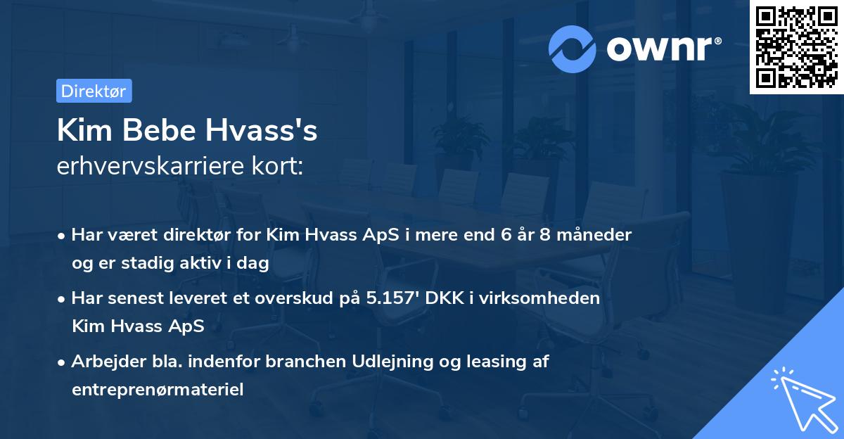 Kim Bebe Hvass's erhvervskarriere kort