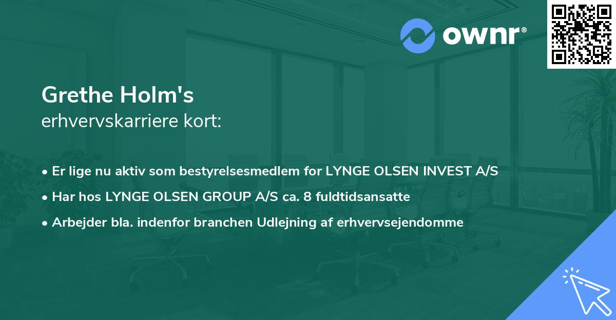 Grethe Holm's erhvervskarriere kort