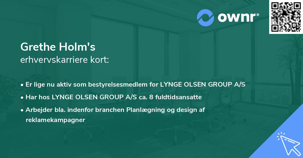 Grethe Holm's erhvervskarriere kort