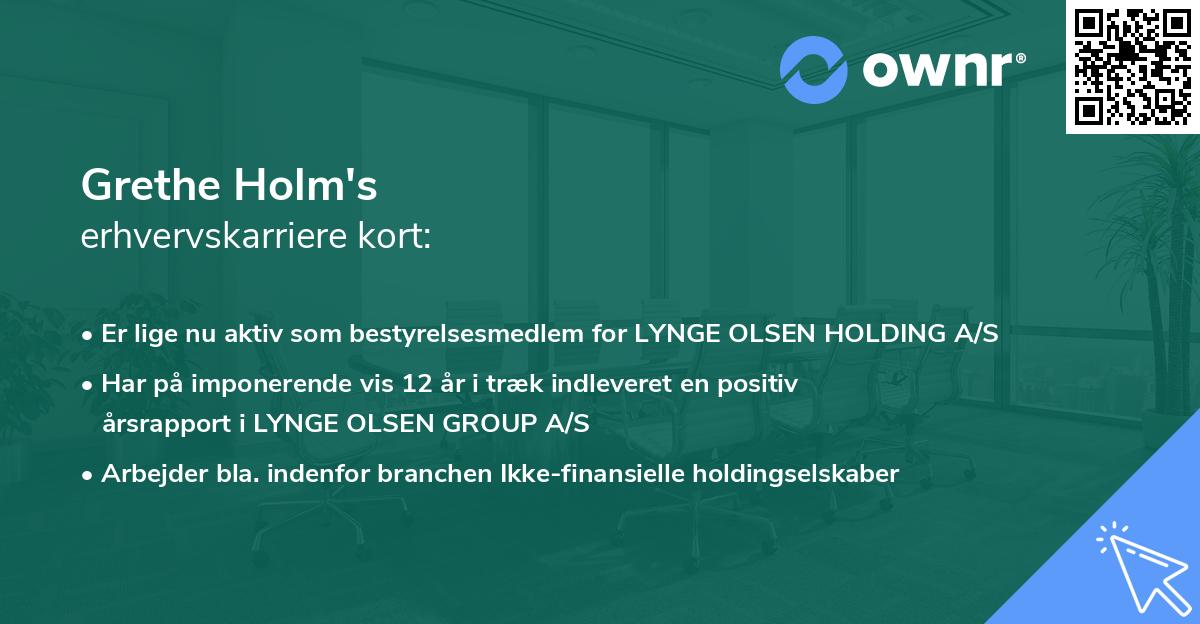 Grethe Holm's erhvervskarriere kort