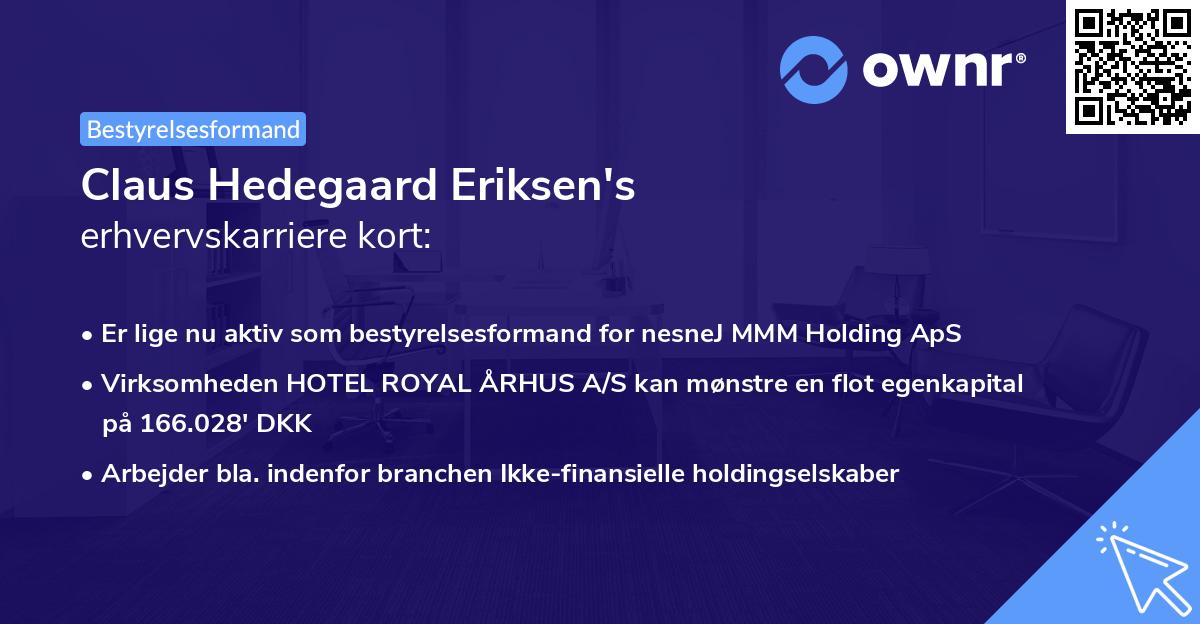 Claus Hedegaard Eriksen's erhvervskarriere kort