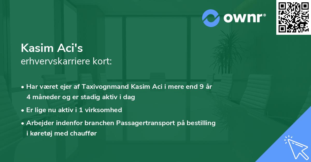 Kasim Aci's erhvervskarriere kort