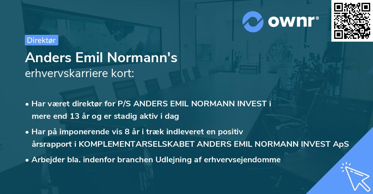Anders Emil Normann's erhvervskarriere kort