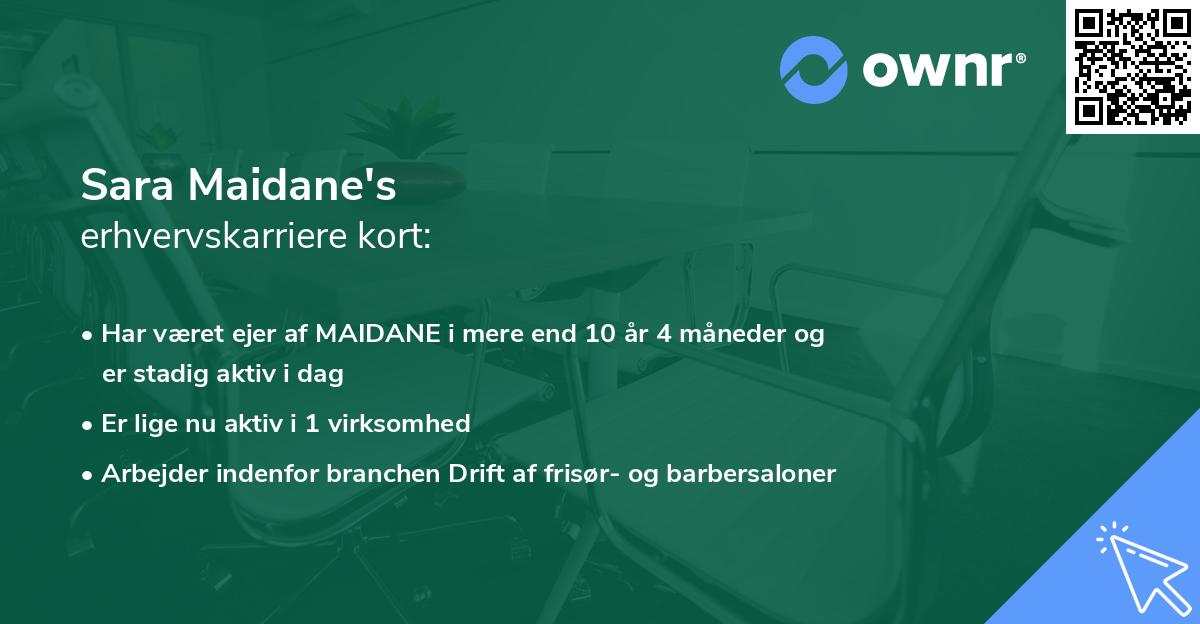 Sara Maidane's erhvervskarriere kort