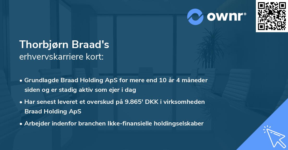 Thorbjørn Braad's erhvervskarriere kort