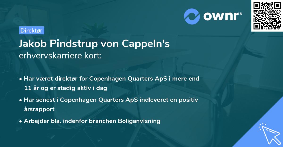Jakob Pindstrup von Cappeln's erhvervskarriere kort