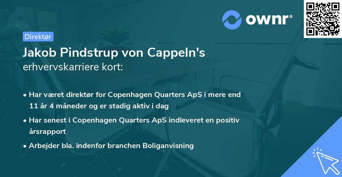 Jakob Pindstrup von Cappeln's erhvervskarriere kort