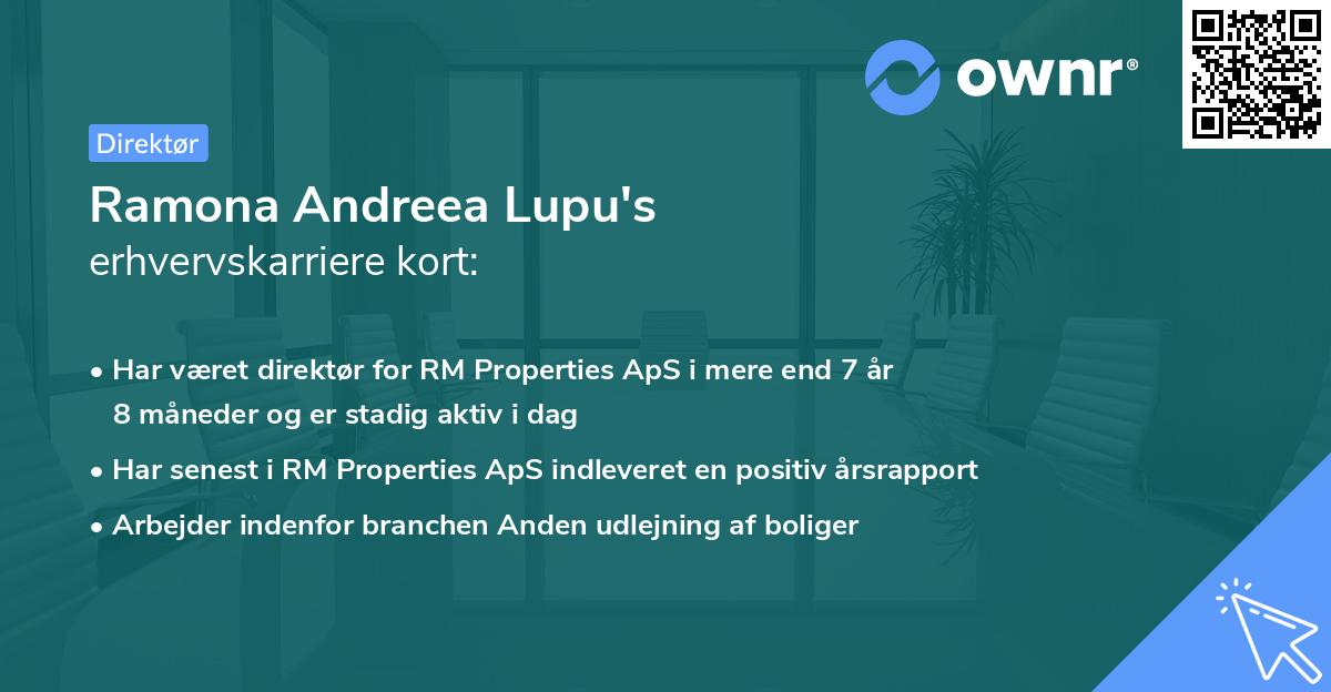 Ramona Andreea Lupu's erhvervskarriere kort