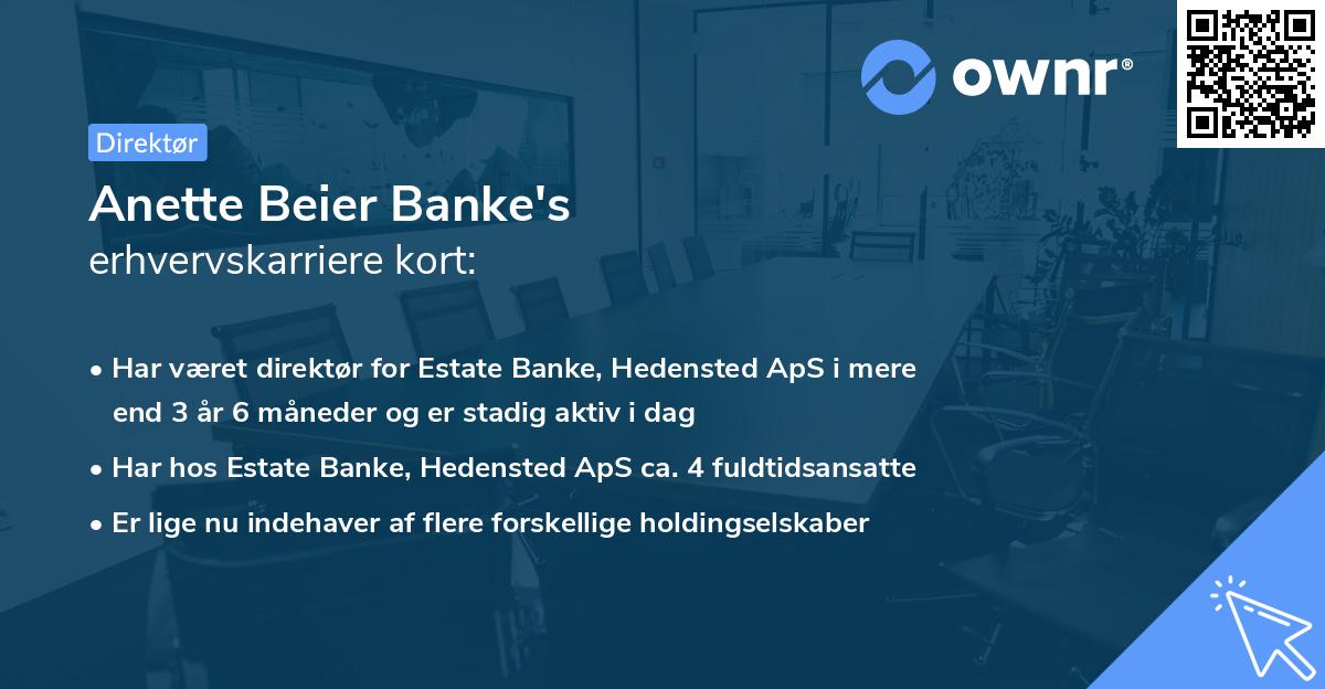 Anette Beier Banke's erhvervskarriere kort