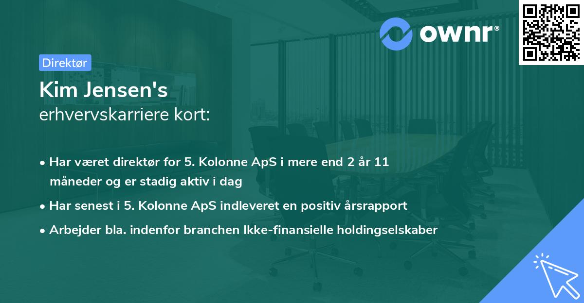 Kim Jensen's erhvervskarriere kort