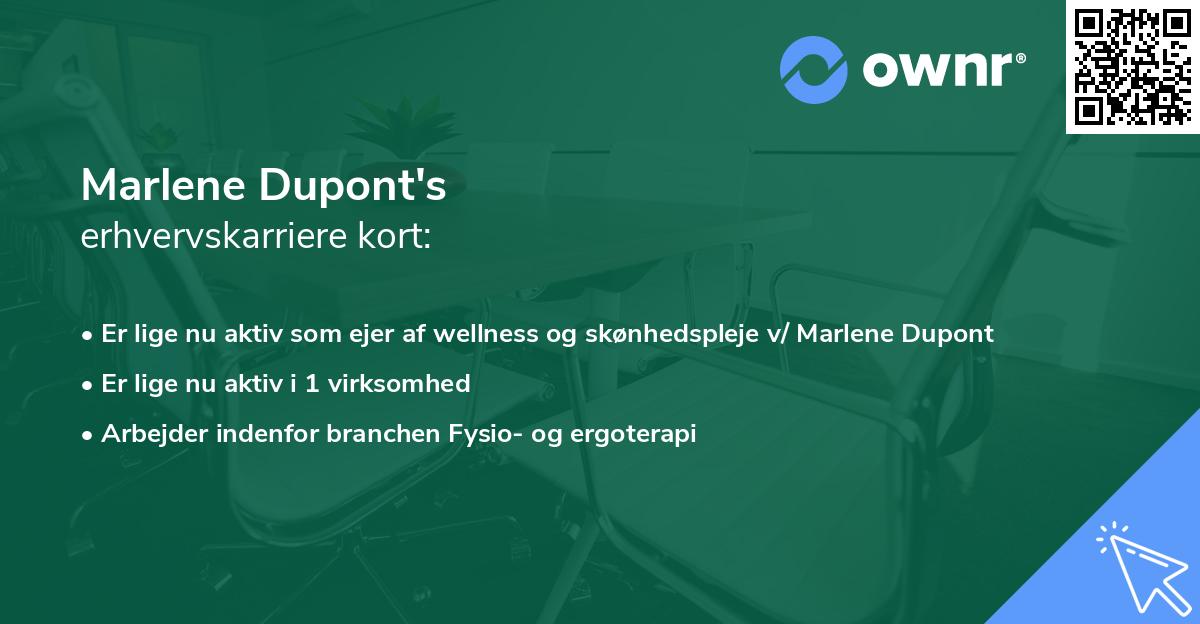 Marlene Dupont's erhvervskarriere kort