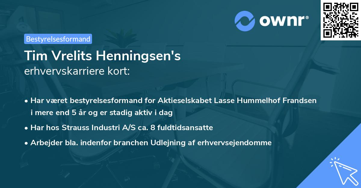 Tim Vrelits Henningsen's erhvervskarriere kort