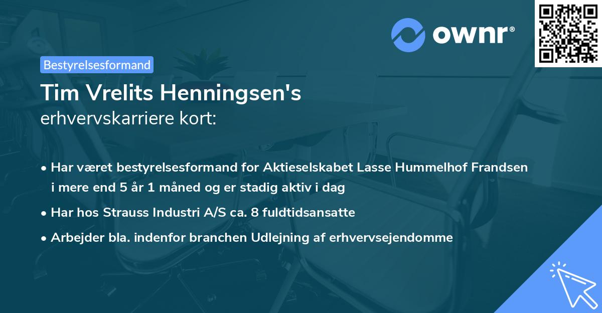 Tim Vrelits Henningsen's erhvervskarriere kort