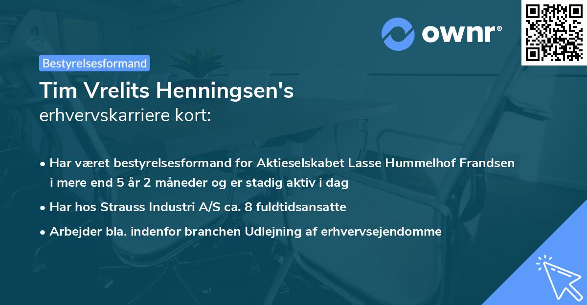 Tim Vrelits Henningsen's erhvervskarriere kort