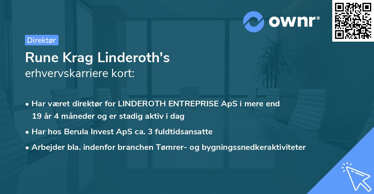 Rune Krag Linderoth's erhvervskarriere kort