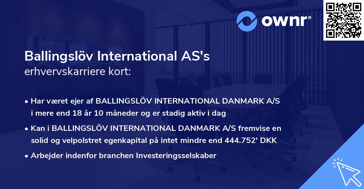 Ballingslöv International AS's erhvervskarriere kort