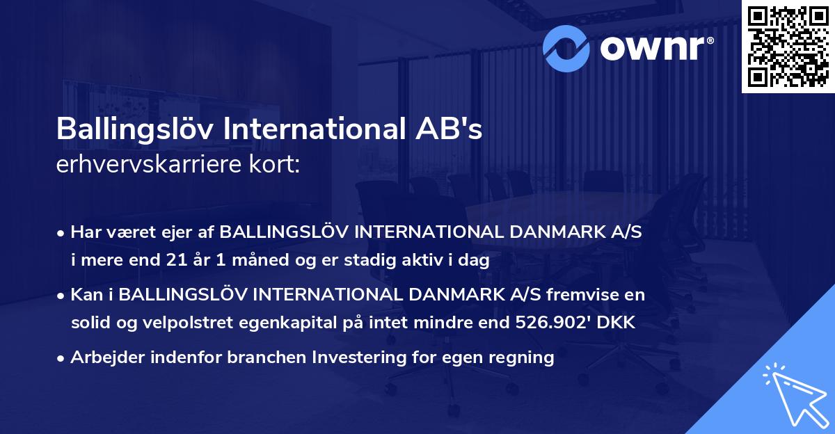 Ballingslöv International AB's erhvervskarriere kort