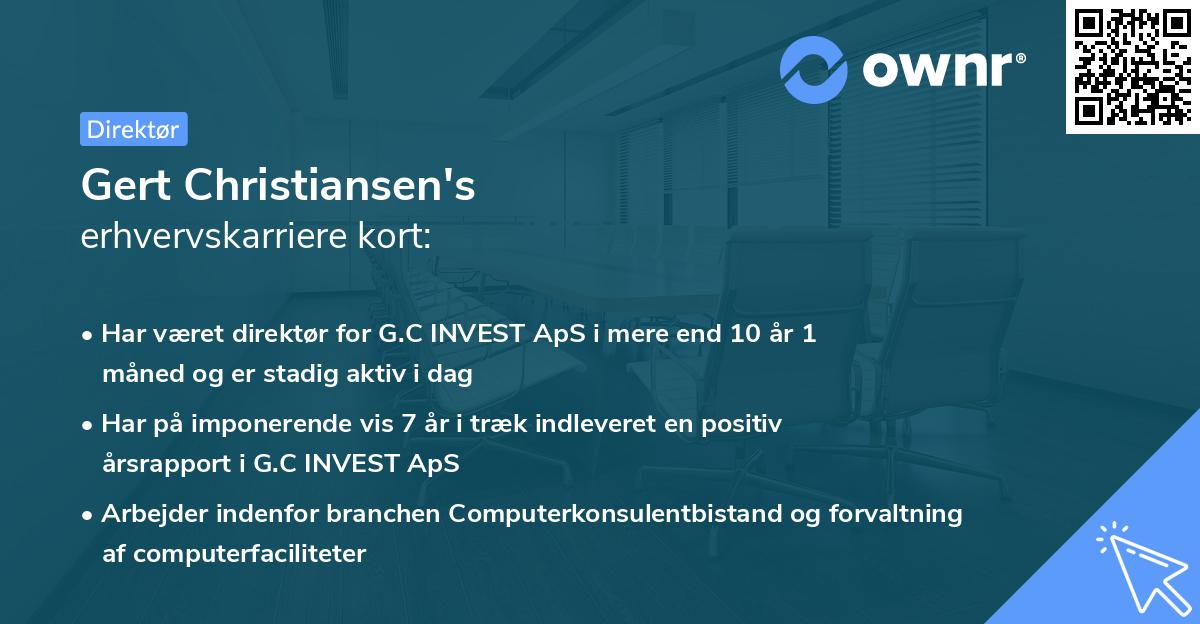 Gert Christiansen's erhvervskarriere kort