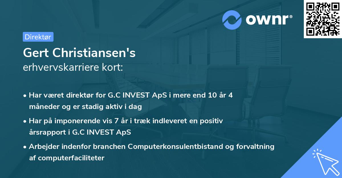 Gert Christiansen's erhvervskarriere kort