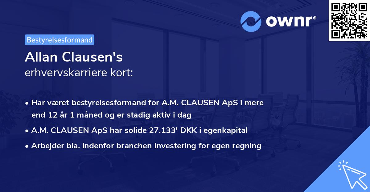 Allan Clausen's erhvervskarriere kort
