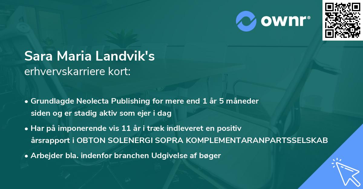 Sara Maria Landvik's erhvervskarriere kort