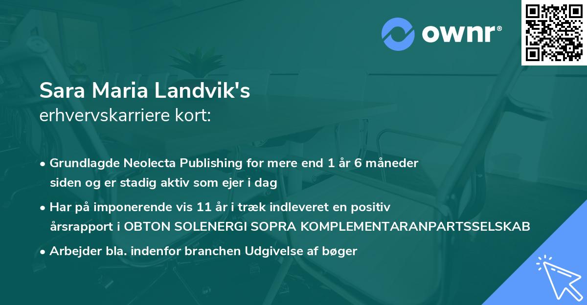 Sara Maria Landvik's erhvervskarriere kort