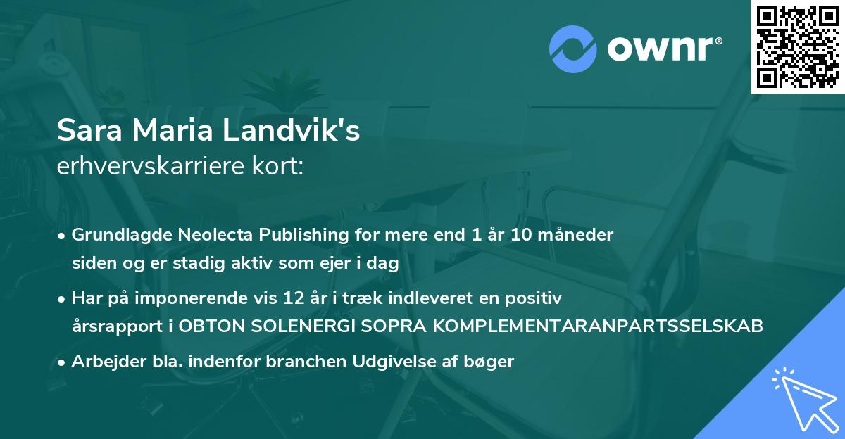 Sara Maria Landvik's erhvervskarriere kort