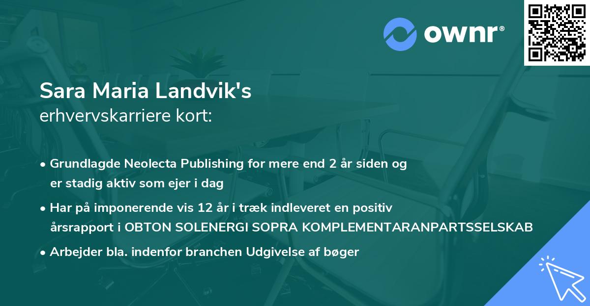 Sara Maria Landvik's erhvervskarriere kort