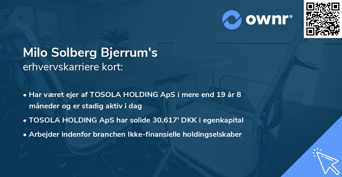 Milo Solberg Bjerrum's erhvervskarriere kort