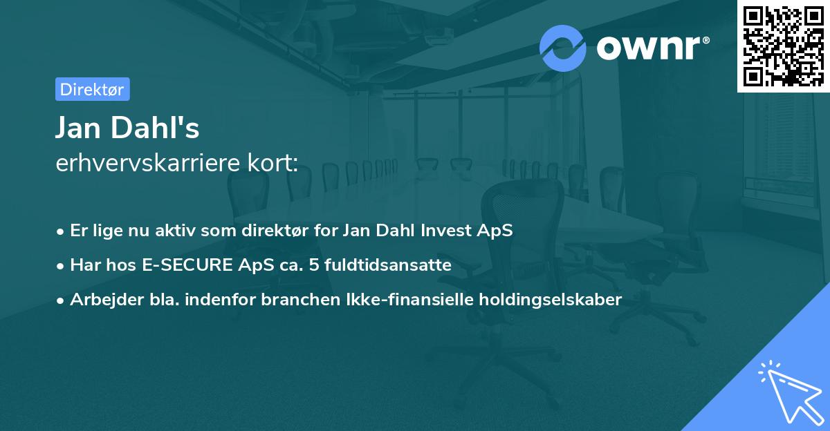 Jan Dahl's erhvervskarriere kort