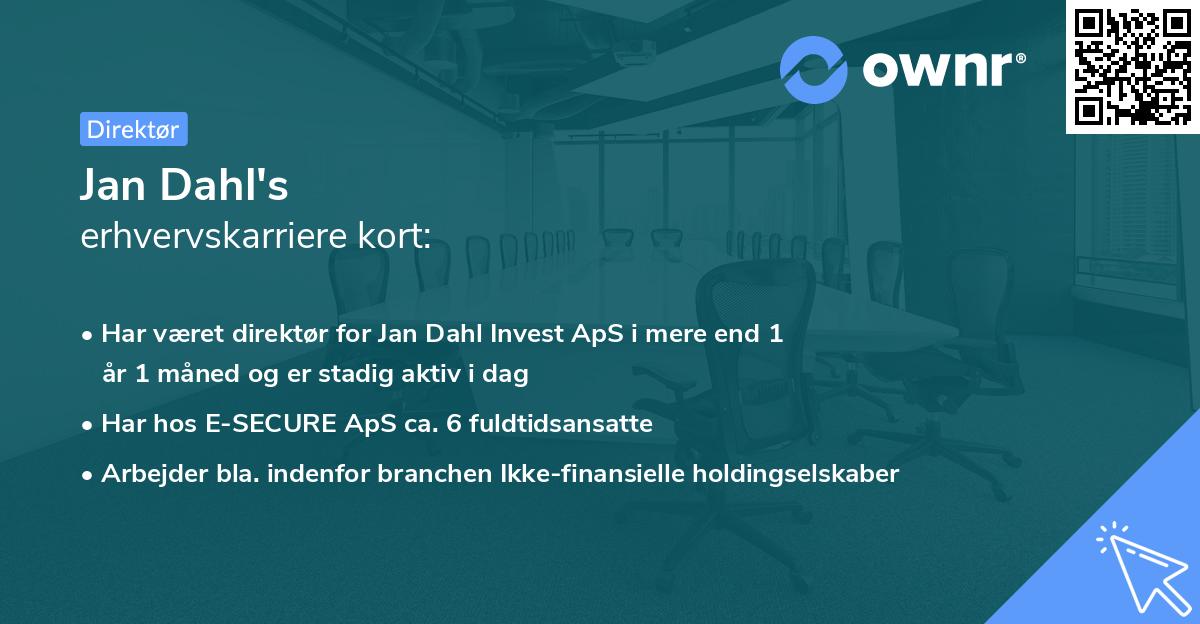 Jan Dahl's erhvervskarriere kort