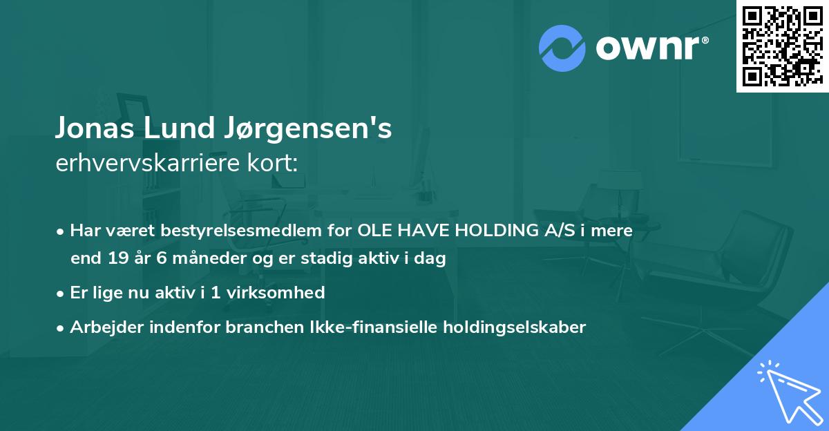 Jonas Lund Jørgensen's erhvervskarriere kort